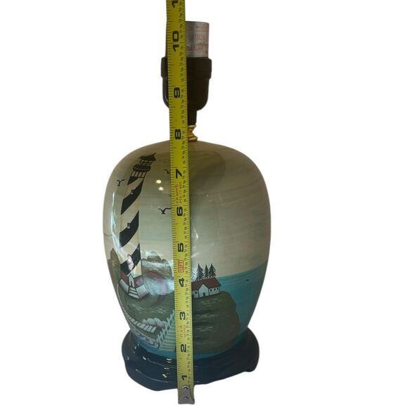 Coastal Lighthouse Ceramic Lamp Nautical Decor Hand Painted Table Light - Picture 7 of 15